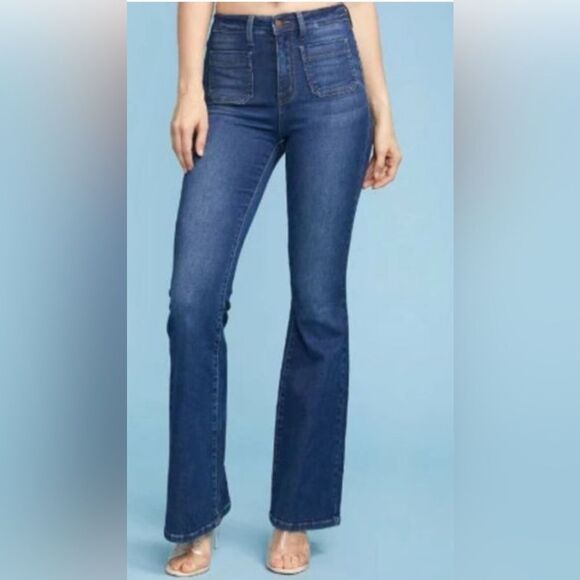 Judy Blue (JB84146) Patch Pocket High Rise Flare Fit Blue Jeans Size 15/32 NWT - Picture 1 of 8